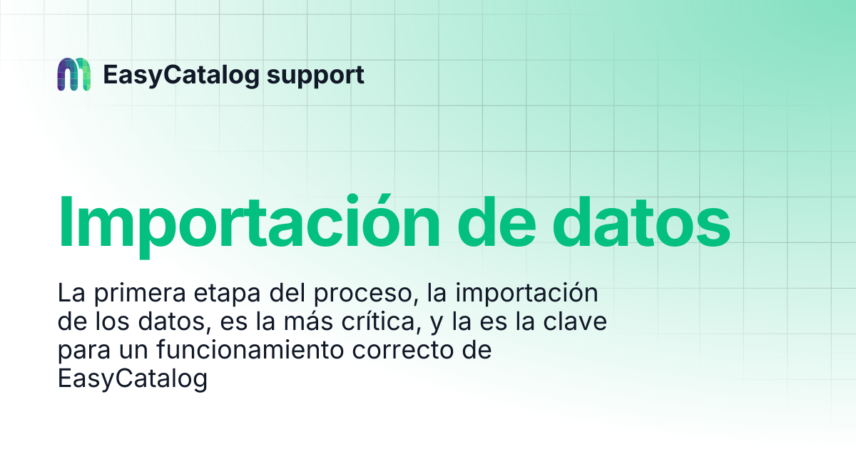 Importación de datos | EasyCatalog support