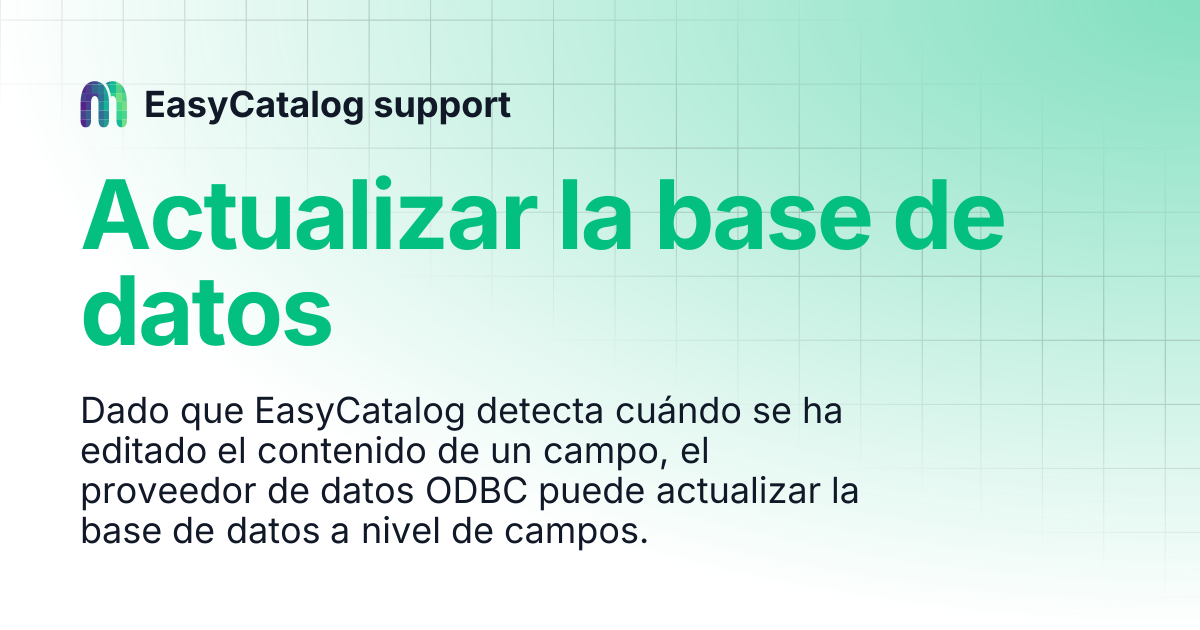 Actualizar la base de datos | EasyCatalog support
