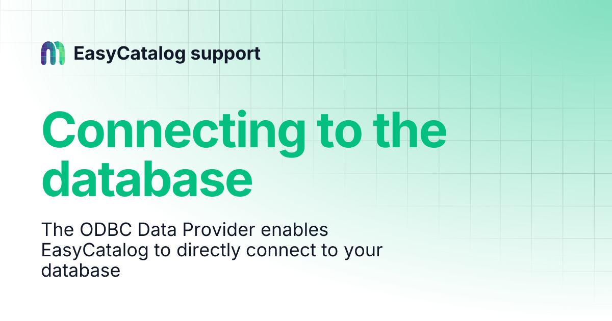 Connecting To The Database Easycatalog Support